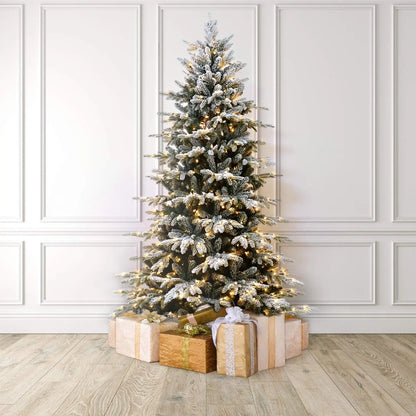 Plucked Natural Pine Pre Installed Lights Artificial Christmas Tree, 7.5 Feet, Transparent White Light
