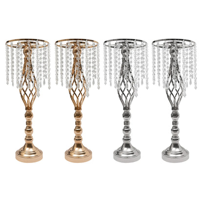 10pcs Crystal Flower Stand Wedding Centerpiece Crystal Metal Flower Vase for Reception Tables Wedding Supplies Gold/Silver