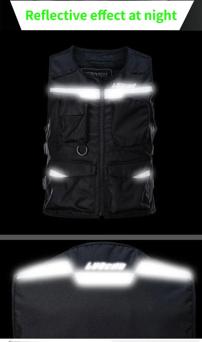 LYSCHY Motorcycle Reflecting Vest Winter Reflective Bike Jacket Men Motocross Riding Equipment with Protective Gear Safety Vest