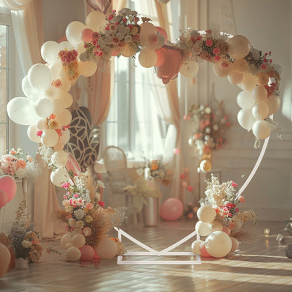 Heart Shape Metal Wedding Balloon Arch Backdrop Stand Frame Party Decoration Flowers Background Stand