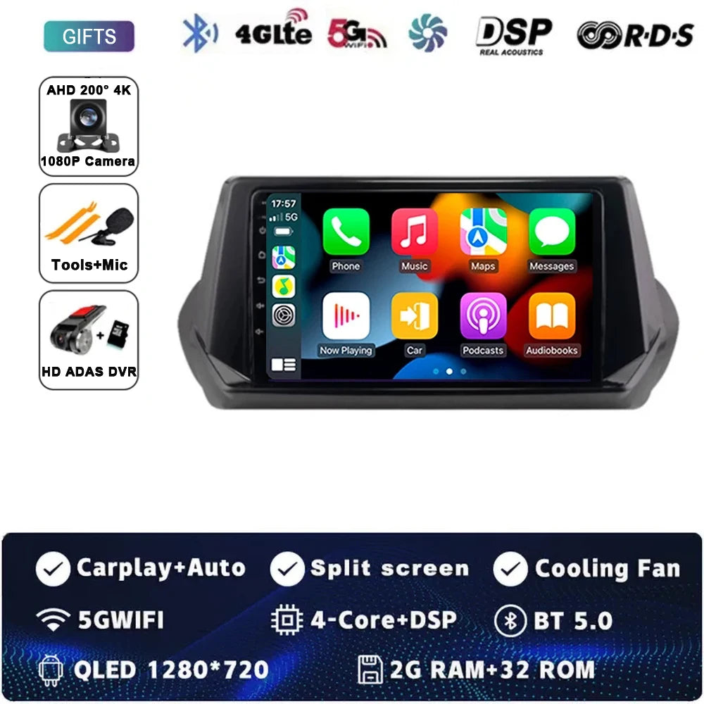 Android 15 Carplay Auto For Peugeot 2008 208 2019 2020 2021 2022 Car Radio Multimedia Video Player Navigation GPS  No 2Din 2 Din