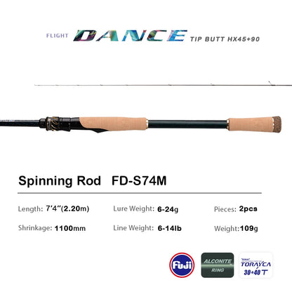 PURELURE DANCE S822H ML H Spinning Rod For Bass High Carbon Long Throwing Fishing Rod In FUJI Accessories, Plus Spinning Reel