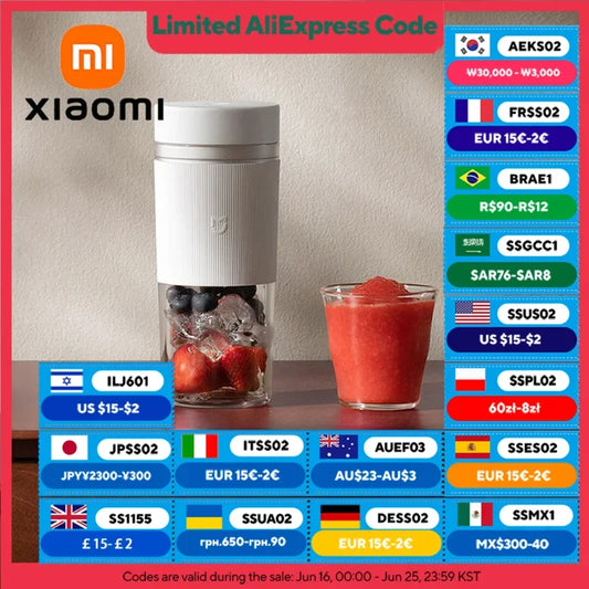 XIAOMI MIJIA Portable Juicer Cup 2 Electric Fruit Blender Machine Orange Juicer Kitchen Food Proce