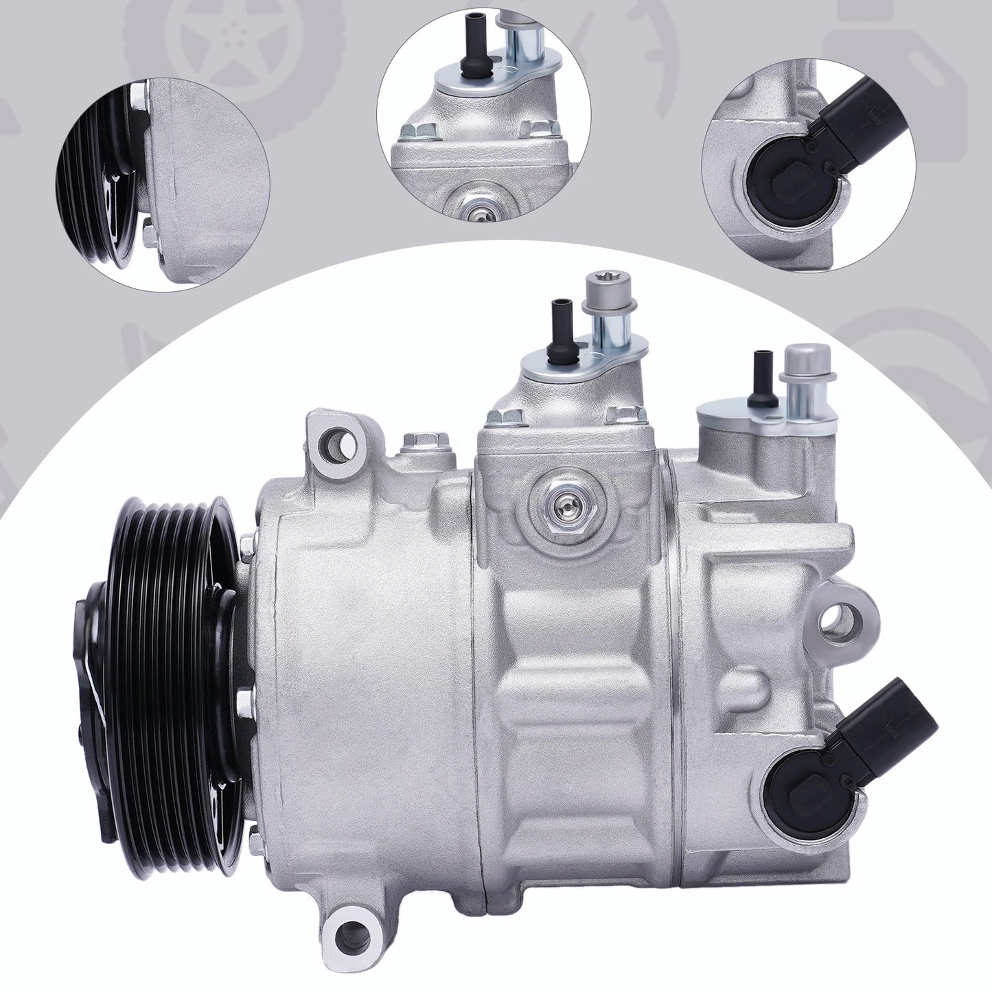 12V 125 Amps Air Conditioning Compressor AC Clutch Kit for Cars and Trucks Silver Energy-saving Air Conditioning Compressor