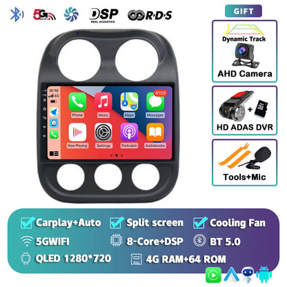 Android 14 For Jeep Compass Patriot 2010- 2016 2K QLED Android Car Radio Multimedia Video Player GPS AI Voice CarPlay Head Unit