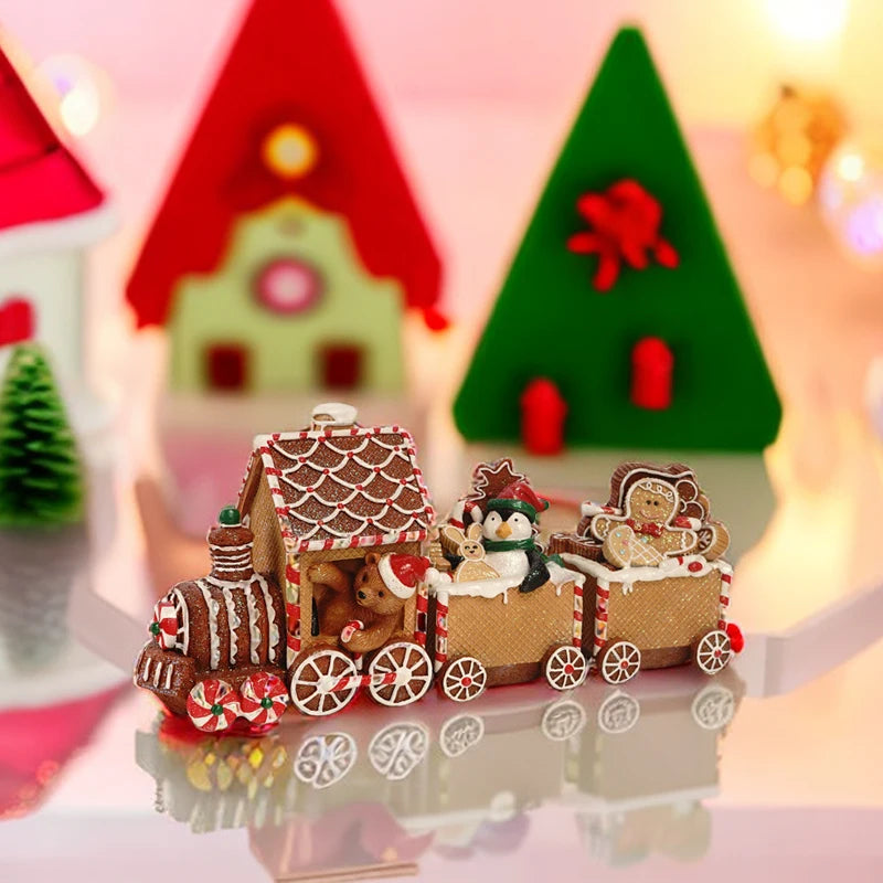 Christmas Train Ornament Gingerbread Man Xmas Christmas Atmosphere Desktop decoration holiday parties Christmas Children Gift