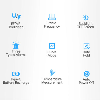 FNIRSI ERD-10 4-IN-1 Electromagnetic Radiation Detector, Electric & Magnetic Field Strength, RF Power, Temperature Monitor
