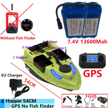 99GPS Smart Cruise Sonar Fish Finder High Speed RC Fishing Boat 4Hopper 600M 3KG Waterproof Lighting Remote Control RC Bait Boat