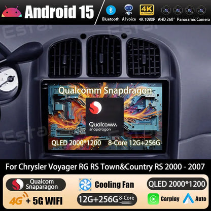 Android 15 Car Radio For Dodge Caravan 4 For Chrysler Voyager RG RS Town&Country RS 2000 - 2007 Multimedia Stereo Player NAVI BT