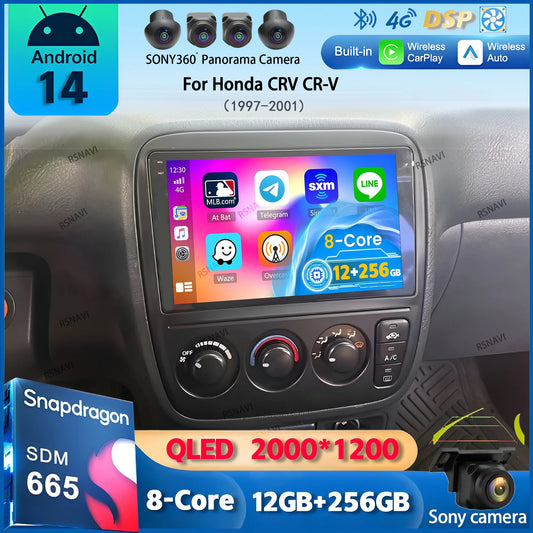 Android 14 Carplay Auto Car Radio For Honda CRV CR-V 1997-2001 Multimedia Video Player GPS Navigation Autoradio Stereo 2 Din DSP