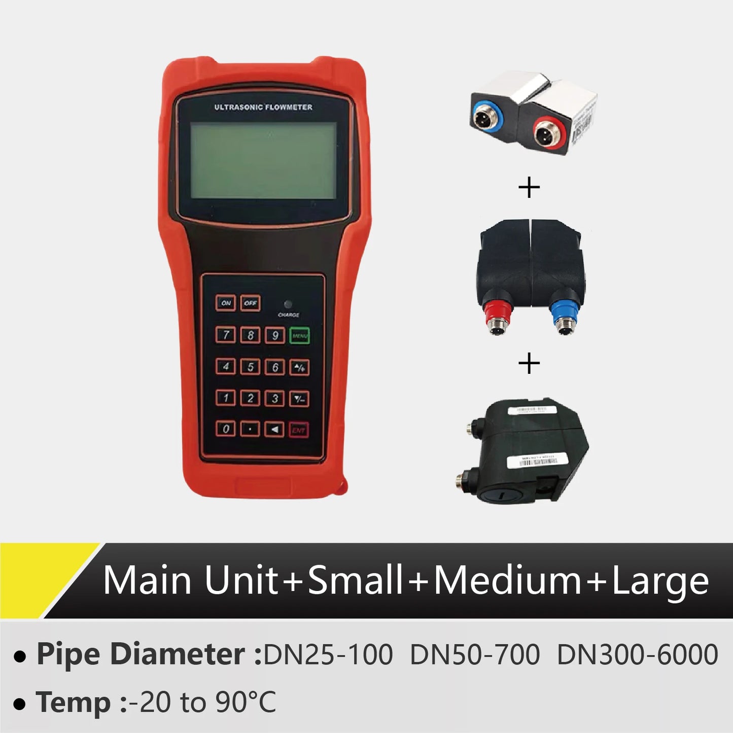 TUF-2000H Handheld Ultrasonic Flow Meter Portable Clamp-On Flowmeter Non-Invasive No Pipe Cutting