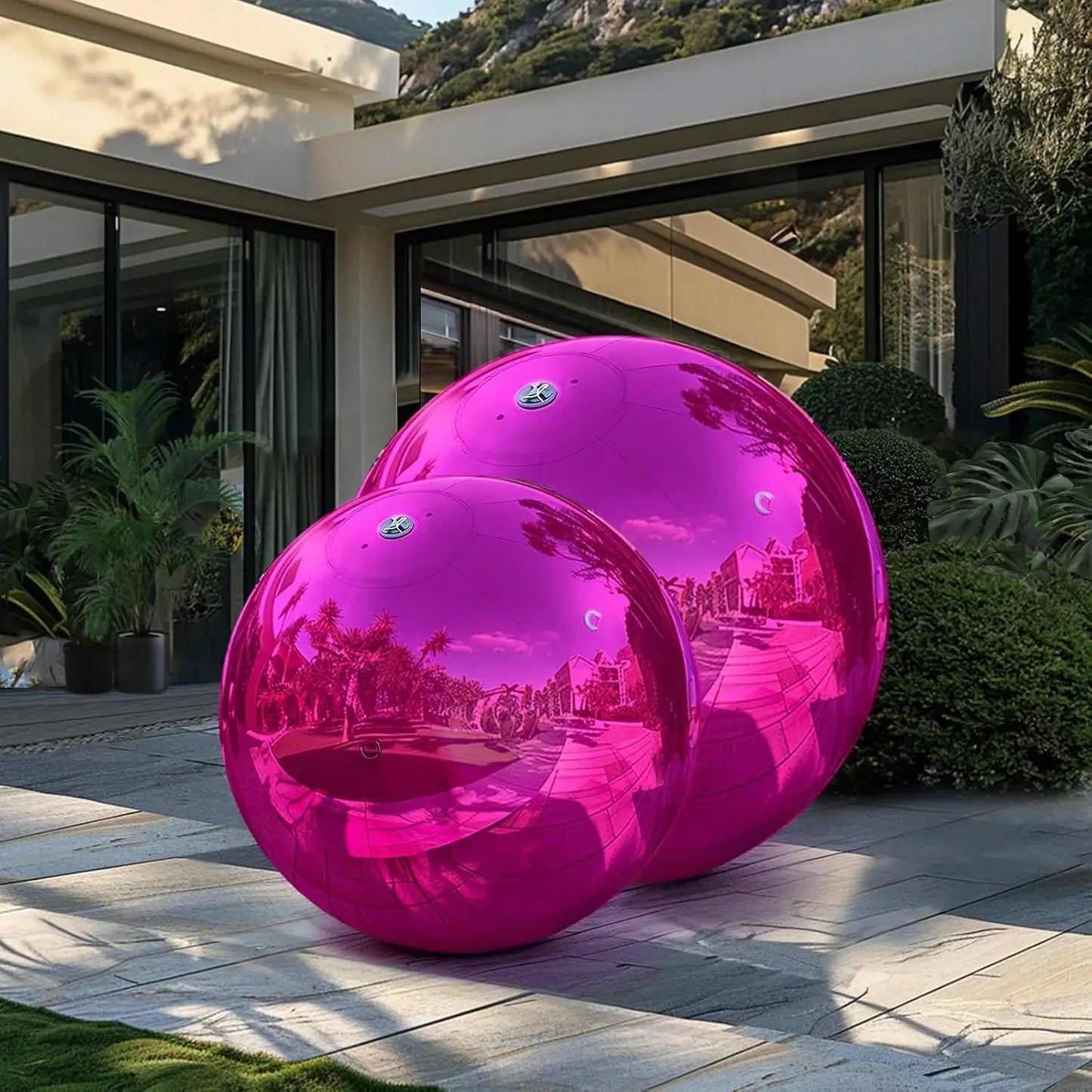 Disco Mirror Balls Inflatable Mirror Balloon Silvery Pink Sphere Pvc Chrome Hanging Giant Shiny Balls Christmas Party Decoration