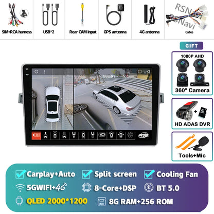 Android 14 Car radio Navigation Multimedia Player For Toyota Verso 2010 2011 2012 2013 2014 2015 2016 Carplay Auto Stereo video