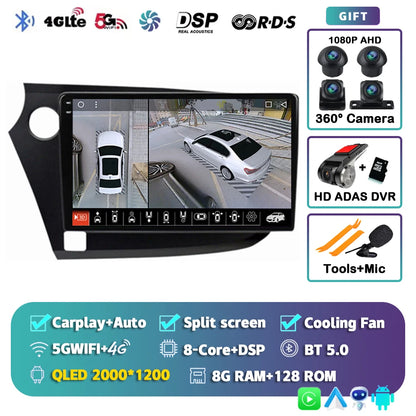 Android 14 Carplay Auto Car Radio Multimedia Player For HONDA INSIGHT 2009-2014 Navigation Autoradio GPS Stereo 2din Head Unit