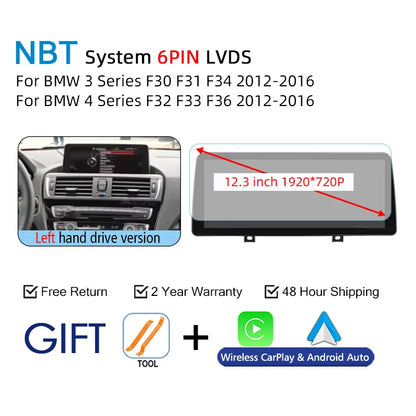 Wireless Carplay Android Auto For BMW 3 4 Series F30 F31 F32 F33 F34 F36 NBT Multimedia Display Touch Screen GPS Navi
