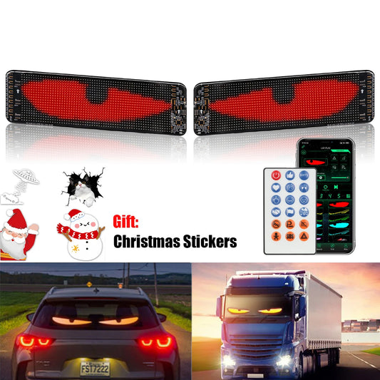 2PCS LED Car Windshield Decoration Light Dynamic Devil Eyes Scrolling Advertising DIY Animation Flexible Matrix Pixel Display