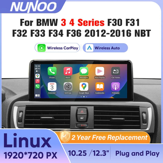 Wireless Carplay Android Auto For BMW 3 4 Series F30 F31 F32 F33 F34 F36 NBT Multimedia Display Touch Screen GPS Navi