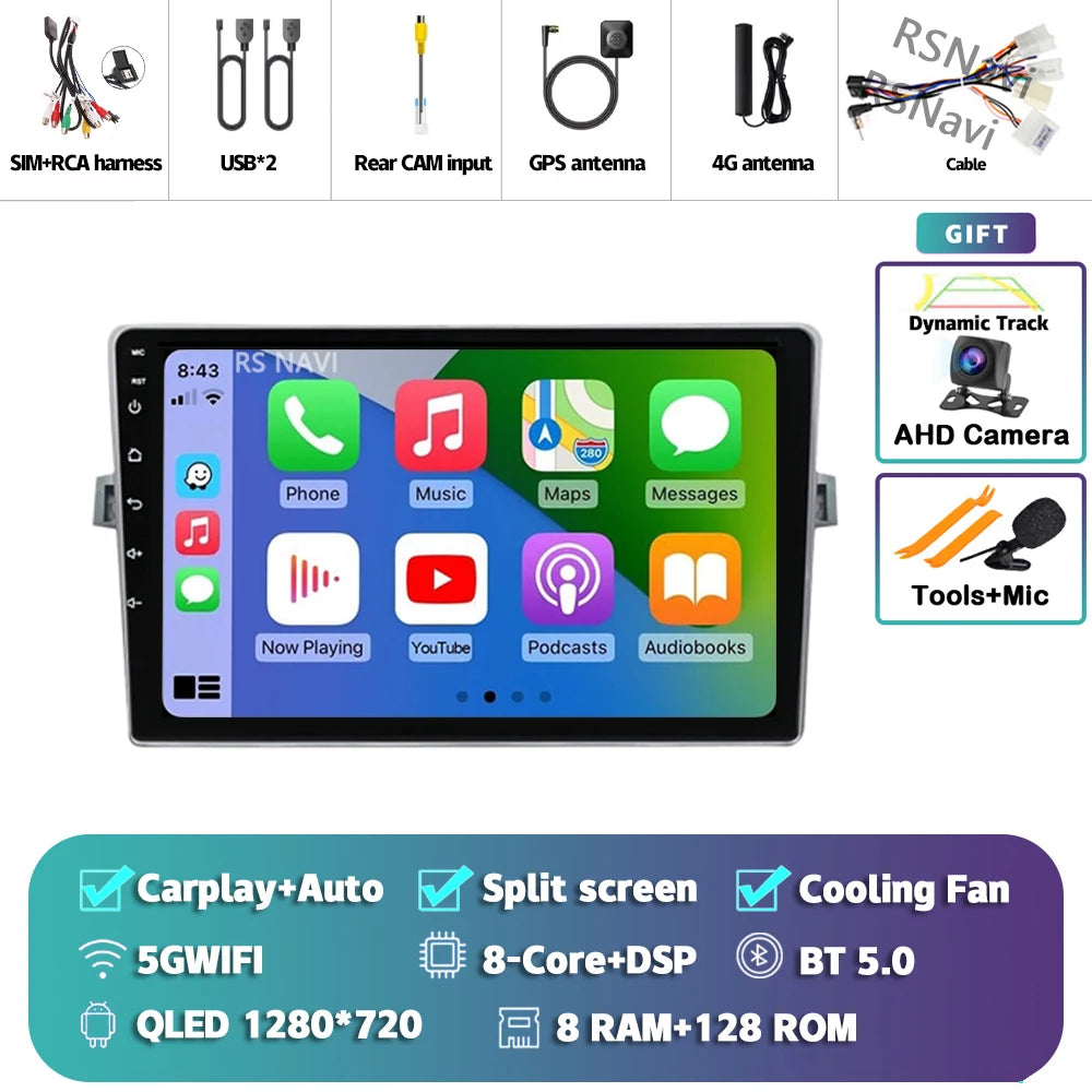 Android 14 Car radio Navigation Multimedia Player For Toyota Verso 2010 2011 2012 2013 2014 2015 2016 Carplay Auto Stereo video
