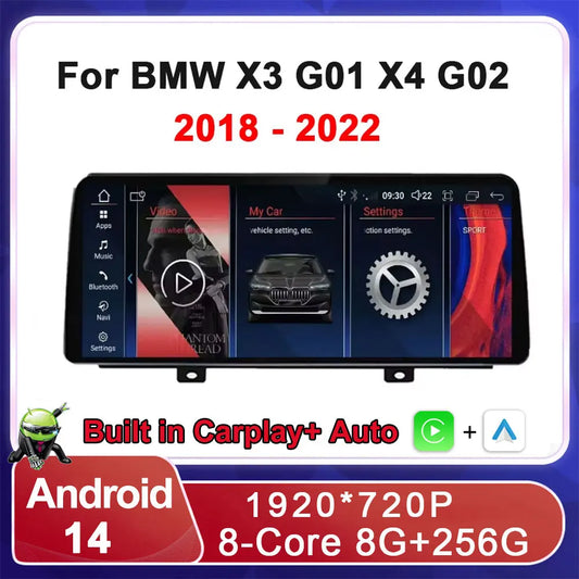 12.3'' For BMW X3 G01 X4 G02 2018 - 2020 EVO System Android Auto Multimedia Player Carplay Radio GPS Navigation 4G 1920X720P