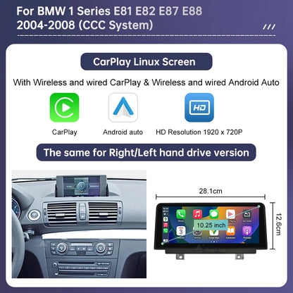 Wireless CarPlay Android Auto Car Multimedia Screen For BMW 1 Series E81 E82 E87 E88 CCC CIC System Touch Display Car Radio