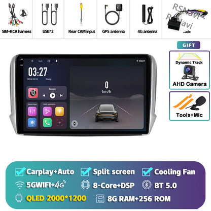 Android 14 Navigation Multimedia Player For Peugeot 2008 208 Series 2012 2013 2014 - 2018 Carplay Auto Stereo BT video Car radio