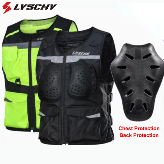 LYSCHY Motorcycle Reflecting Vest Winter Reflective Bike Jacket Men Motocross Riding Equipment with Protective Gear Safety Vest