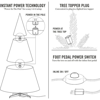 Plucked Natural Pine Pre Installed Lights Artificial Christmas Tree, 7.5 Feet, Transparent White Light