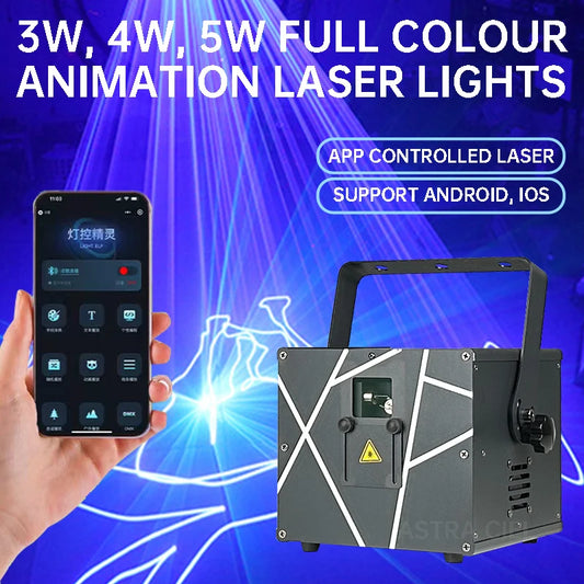 3w 4w 5w laser light RGB bluetooth app connection DMX 3D animation projector DJ bar Christmas party wedding dance stage light