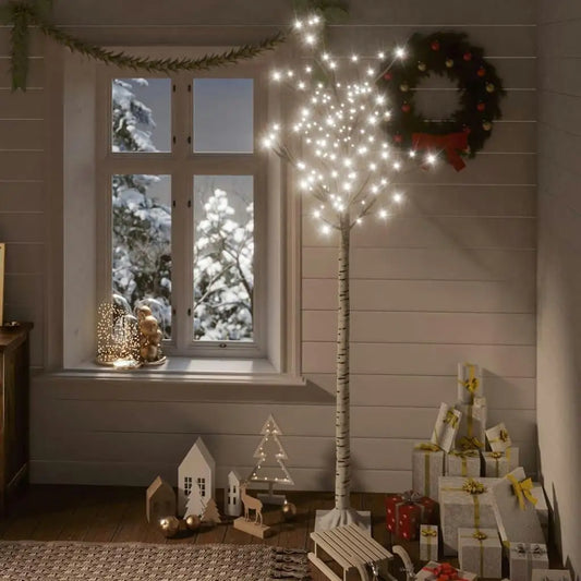 6ft Cold White Willow Christmas Tree with 200 LEDs - Indoor/Outdoor Holiday Decoration