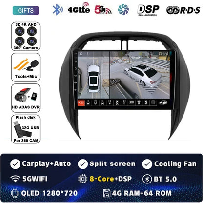 Android 15 Auto Radio For Toyota RAV4 RAV 4 2003 2004 2005 DSP Carplay GPS Navigation Multimedia Video Player Stereo 2din DVD