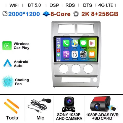 Android 14 Carplay+Auto For Jeep Cherokee KK Liberty 2007 - 2012 Car Radio Multimedia Video Player Navigation GPS 4G Autoradio