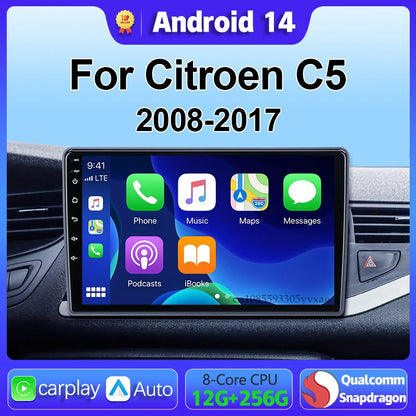 Android 14 Carplay Car Radio Multimedia For Citroen C5 2008 2009 2010 -2017 navigation video DVD Autoradio Stereo 2din Head Unit