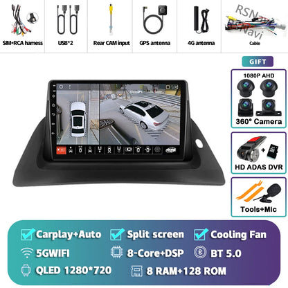 Android 14 Carplay Car Radio For Renault Kangoo 2009 2012 2015 2016 2017 2018 Multimedia Video Player Navigation Stereo 2din DSP