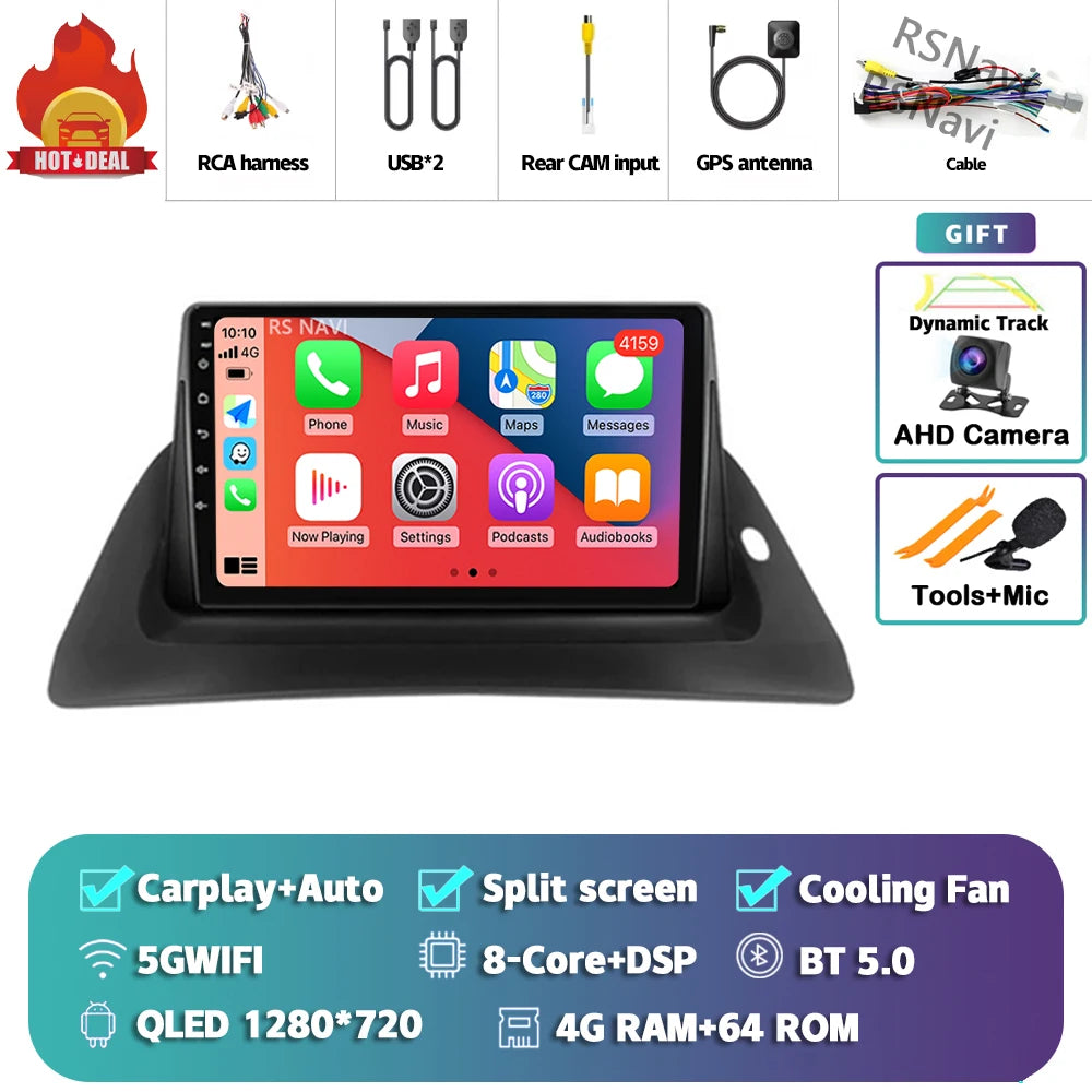 Android 14 Carplay Car Radio For Renault Kangoo 2009 2012 2015 2016 2017 2018 Multimedia Video Player Navigation Stereo 2din DSP