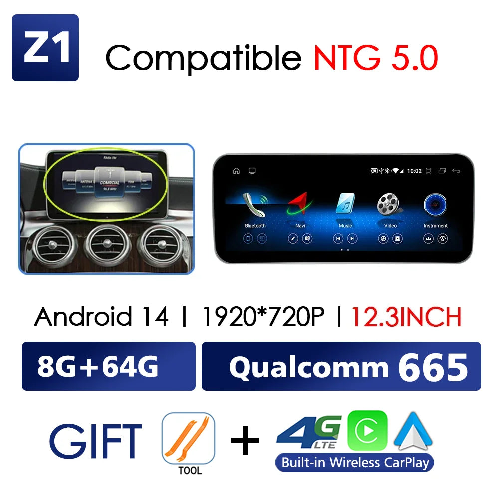 Android 14 Car Radio Carplay Android Auto Touch Screen For Mercedes Benz A Class W176 Car Intelligent Systems 4G GPS Navigation
