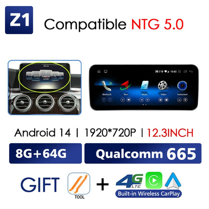 Android 14 Car Radio Carplay Android Auto Touch Screen For Mercedes Benz A Class W176 Car Intelligent Systems 4G GPS Navigation