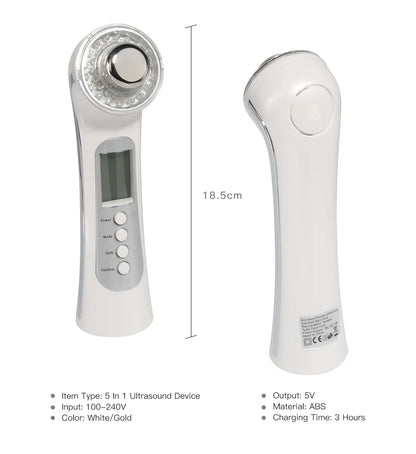 Ultrasonic Ion Facial Massager - Photon Rejuvenation & EMS Microcurrent, Portable Vibration Skin Care Device for Home Use