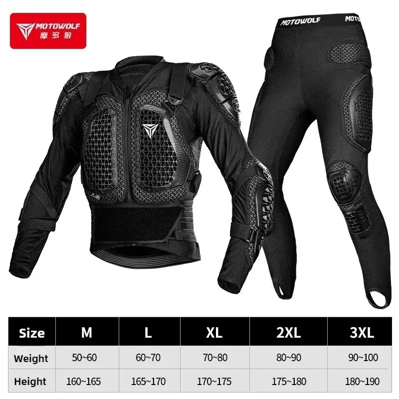 Motowolf 1 Set Motorcycle Armor Jacket CE Certified Motorcyclists Body Armor with Spine Protection Motorcycle Protective Gear