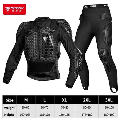 Motowolf 1 Set Motorcycle Armor Jacket CE Certified Motorcyclists Body Armor with Spine Protection Motorcycle Protective Gear