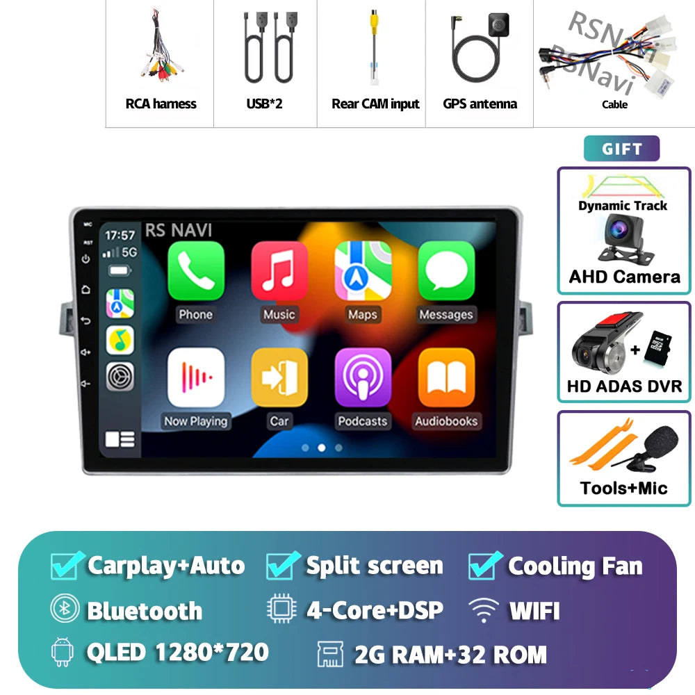 Android 14 Car radio Navigation Multimedia Player For Toyota Verso 2010 2011 2012 2013 2014 2015 2016 Carplay Auto Stereo video