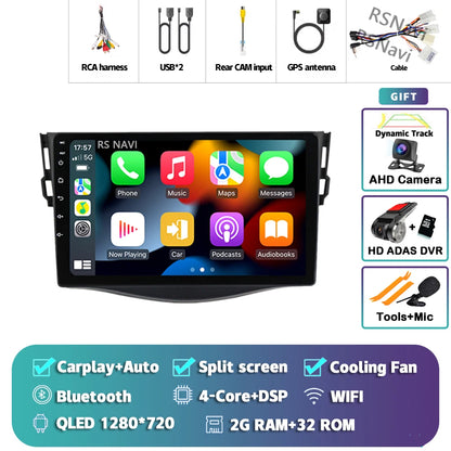 Android 14 Carplay Car Radio Multimedia For Toyota RAV4 Rav 4 2005 - 2013 navigation video DVD Autoradio Stereo 2din 4G+BT GPS