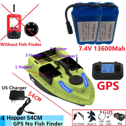 99GPS Smart Cruise Sonar Fish Finder High Speed RC Fishing Boat 4Hopper 600M 3KG Waterproof Lighting Remote Control RC Bait Boat
