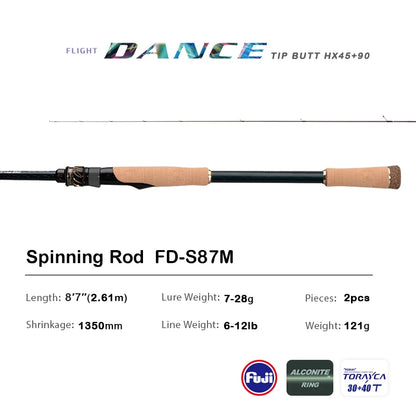PURELURE DANCE S822H ML H Spinning Rod For Bass High Carbon Long Throwing Fishing Rod In FUJI Accessories, Plus Spinning Reel