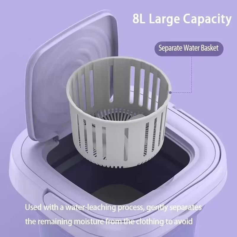 8L Small Folding Washing Machine Student Dormitory Underwear Socks Mini Cleaning Machine Portable