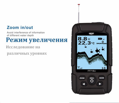 Lucky FF718Li-W Wireless Fish Finder Sonar Real Waterproof with RU EN User Manual