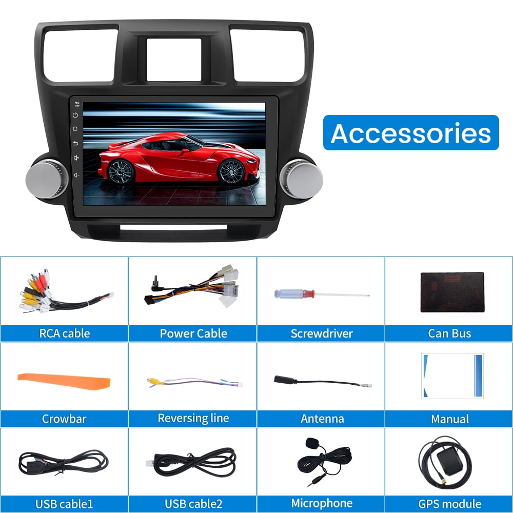 Toyota Android Head Unit   AWESAFE Android 13 Car Radio Stereo for Toyota Highlander 2008-2013 with Wireless Carplay Android Auto 10 Inch Touch Screen 2GB 32GB  WiFi GPS Bluetooth SWC