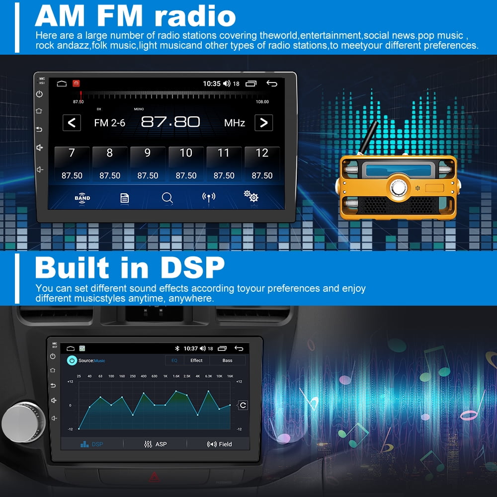 Toyota Android Head Unit   AWESAFE Android 13 Car Radio Stereo for Toyota Highlander 2008-2013 with Wireless Carplay Android Auto 10 Inch Touch Screen 2GB 32GB  WiFi GPS Bluetooth SWC