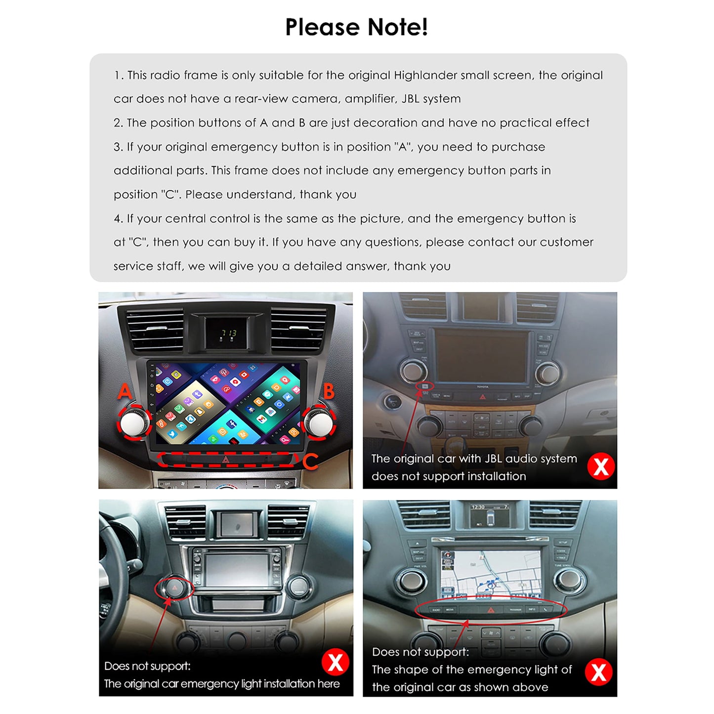 Toyota Android Head Unit   Android 13 Bluetooth Apple Carplay 4+64GB Wifi RDS Car Stereo Radio Head Unit GPS Navigation Player For Toyota Highlander 2008 2009 2010 2011 2012 2013
