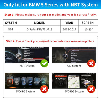 BMW     Road Top Wireless Carplay & Android Auto, 10.25 Inch Car Stereo Receiver for BMW 5 Series F10/F11/F18 2012-2016 Year with NBT System, Car Touchscreen Multimedia Radio Receiver with Mirrorlink
